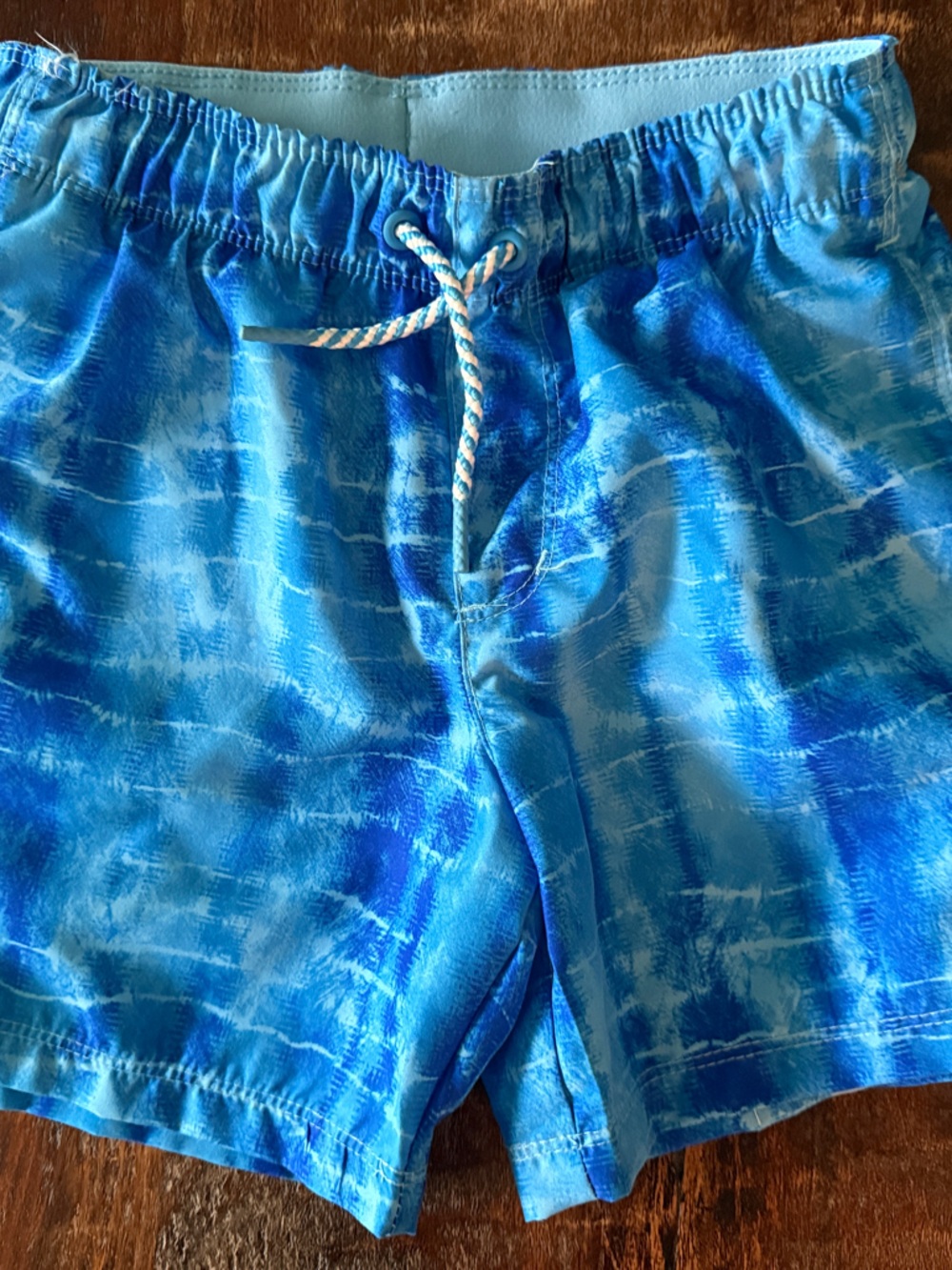 Cat & Jack Blue Tie-Dye Swim Trunks with White Drawstring